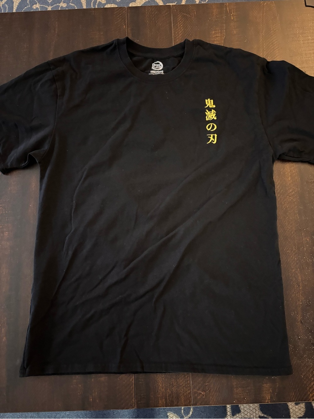 Black Short Sleeve Graphic Tee with Demon Slayer Artwork